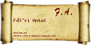 Füri Antal névjegykártya