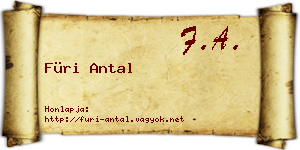 Füri Antal névjegykártya